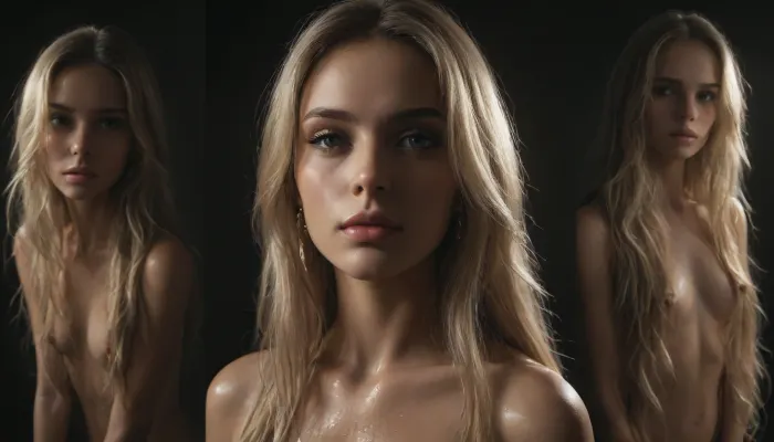 ((((full body view)))), (stand), (((Close-up of girl))), (((very petite girl))), (((turns to viewer))), (((oiled skin))), ((light blue eyes)), (((skinny))), (((18 years old))), (very girl:1), (makeup:1.3), beautiful, gorgeous, stunning, (blonde long hair:1.6), white background, <lora:add-detail-xl:.8>, <lora:Midjourney Image Enhancer XL v1:.8>, dick, VCuteStyle, <lora:CuteCombine1:.8>, insert, 4ng3l, face, <lora:SDXL_BetterFaces-LoRA_v1:.8>, <lora:dark:.5>