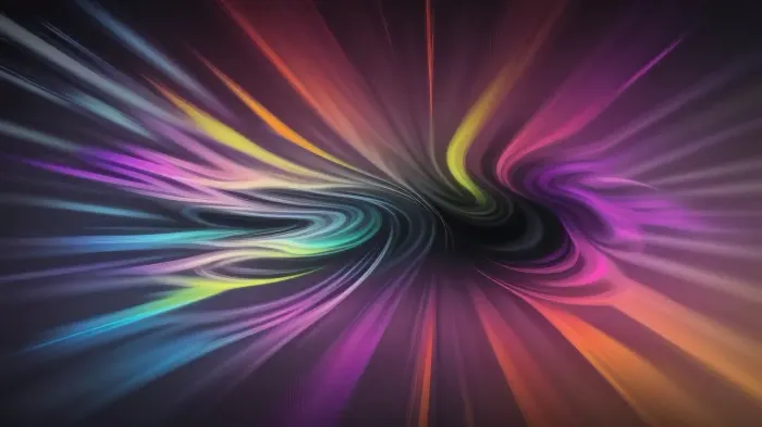 black background, full-body multi-colored gradient