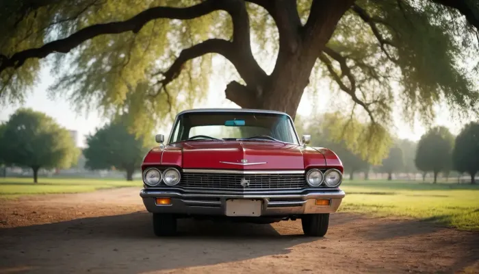 car under tree