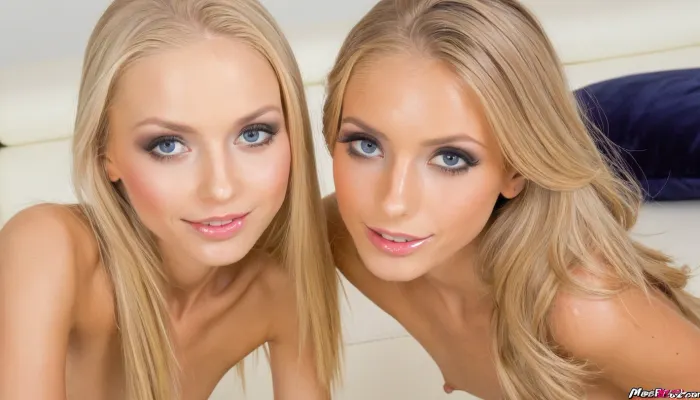 (skinny:3), (cute:2), (bright shiny makeup:1.5), warm light, (portrait, portrait with emphasis on her eyes, close up of eyes, zoomed in on face), long blonde wayvy hair, blue eyes, 18 year old, smokey eyeshadow, looking at the camera, smiling, slender, flashphoto, skin detailed, Pubes, Optional