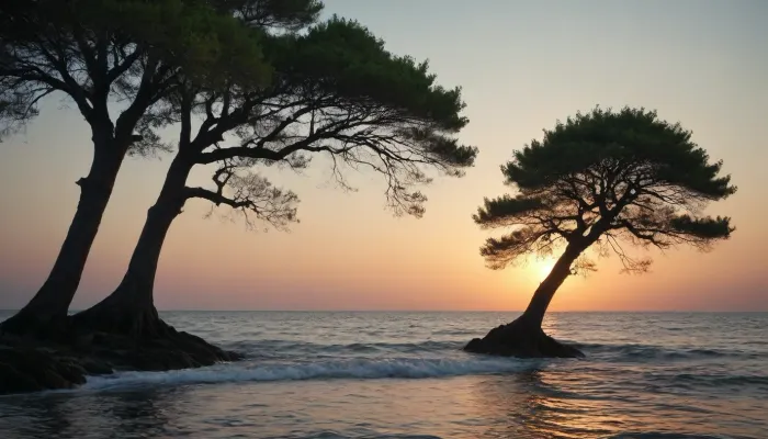 trees on sea
