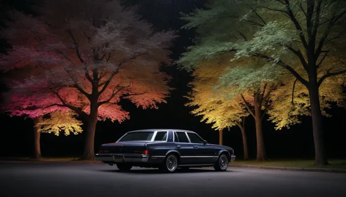 black background color on light trees on car