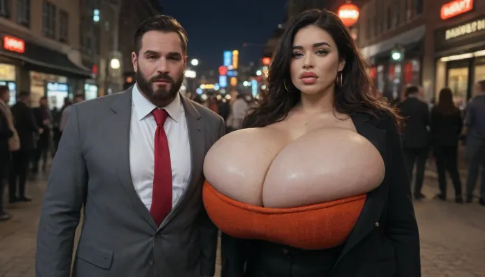 two seductive African prostitute Women outside front of a brothel and three rich decorated sexy Asian girls checking for customers, ((night in Amsterdam red light district)), (absolutely black skin:1.45), (very massive very droopy breasts:1.55), (filled lips:1.6), (very overflowing cleavage:1.45), strong pin-up make up, long green nails, orange tube bandeau sweater, black leather micro skirt, high plateau boots, (many very fat bearded business men wearing suits are around:2.25), ((very long boob cleavage, very low cut decollete)), (((nipple slip, erect nipples, areolae slip))), ((oiled up tits, oiled up cleavage))