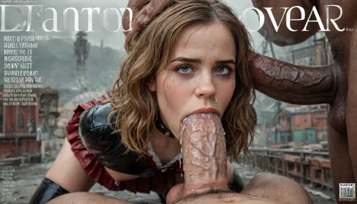 (Magazine cover "Pleasure":1.3), high POV, flat chested, (detailed Hermione Granger face:1.32), 18 year old adult girl, posing, pleased smirk expression, (detail wearing a plain tight red shiny latex Hogwarts Gryffindor school uniform, pleated violet latex mini skirt, black latex stockings), beautiful realistic pussy, (tight blouse:1.4), tits fully under clothes, (erect big nipples under clothes:1.5), (covered with thick cum:1.24), ((Hyper realistic:2)), (ultra HD image), 8k, UHD, super high quality, super high resolution, extremely detailed, perfect face, perfect eyes, (man is choking her from behind:1.4), ((hogtied, bound for sex, tied up)), (black eyes), (pale skin:1.3), cock in mouth, (brutal face fuck), Blowjob, (tears in eyes:1.5), (running makeup), (cum explsion from nose:1.65), (cum explosion from mouth:1.125), ultra hd, photorealistic, hyper gigantic large black cock in mouth, (((hyper gigantic large black cock in mouth:1.3))), oral cream pie, hair grab, sad, sad crying, tongue out, gasping for air, highly detailed, high resolution, perfect lighting, natural lighting, holding head, deepthroat, black spiked pet collar with leash, tied up in chains, hands behind back, (anal:1.5), (masterpiece:1), hard nipples, hourglass waistline, perfect anatomic body, anal spitroast, gagging on cock, (pulled nipples:1.2), nipple clamps, spitroast, wide eyes, throat bulge, puffy cheeks, thick cum, holding her head with both hands, 35mm photograph, film, professional, 4k, 1girl, 5 boys, hdr, photographic, ultra realistic, ultra high details, back light, (front view), (dynamic pose), best quality, with large muscular black men, gargantuan black cocks, anal sex expansion, large hyper muscular black men, interracial gangbang, (interracial sex), swollen black veiny cocks, (double anal penetration), hardcore double penetration, proper physics, big black cocks, muscular black interracial gangbang, (forceful penetrations), extremely graphic, beautiful hands, massive cum in ass, (side view), realistic lighting, soft shadows, high detail, hyperrealistic, 8K, BadX, dvr-shrp, Stable-Yogis-Makeup-Enhancer-XL, porn photoshoot, detailed skin, on the roof, steam locomotive, steampunk, fog, steam, blushing, DETAILED background, spectacular lighting, (huge dick), (creamy deep deepthroat:1.12), (extreme oral sex:1.4), (huge massive white dick:1.4), (hands pulling hair hard, hair falling off:1.22), ((gangbang_rape, doubleanal_rape, arms_behind_head, nsfw:1.24)), ((hogtied, bound with large chains, tied to a torture van:1.18)), (Torture, defiling, sadism:1.52), (extreme size difference:1.12), (eyes wide open in horror:1.158), (wide mouth spreader:1.18), (pleading expression:1.54), (terrified:1.58), (crying:1.98), (fear and panic:1.58), ((screaming in pain:1.46)), (huge dick:1.18), (whip marks:1.125), (whipped tits:1.125), magazine cover, <lora:LCMTurboMix_Euler_A_fix:2>, <lora:detailed_notrigger:2>, <lora:add-detail-xl:2>, <lora:JuggerCineXL2:2>, <lora:Hermione_Granger:2>