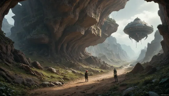 wreck of a spaceship, the wreck is covered with vegetation, alien planet, fantastic vegetation, fantasy world, sci-fi, Hyperion, battlecruiser, schyperionbc, <lora:Hyperion_Battlecruiser_SDXL_Starcraft:1.3>