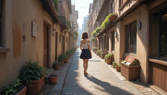 back alley, afternoon, sunny, sunshine, small cafe, comfy