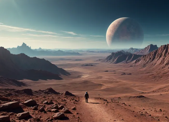 the distant future, incredible landscape, another planet