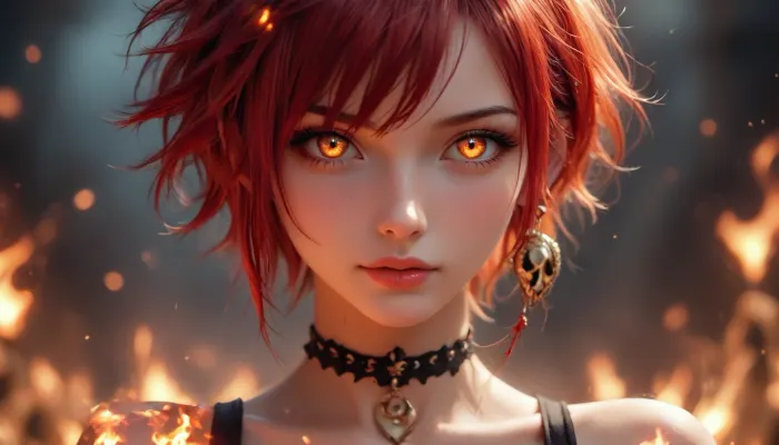 cclose up, bionpunk style gamer girl, 20 year old woman, sexy hair, various pose, sexy makeup, marks on fase, ((detailed symmetric beautiful eyes)), detailed gorgeous face, exquisite detail, medium height, 34c breasts, sexy clothes, navel piercing, clit piercing, cameltoe, shaved, ((erect detailed nipples)), 111cine8matic55, masterpiece, 32k, (Masterpiece), high quality, Volumetric Lighting, backlight, sexy, slender, fair skin, glowing orange aura, ((wearing bloodknight mail decorated with skulls)), ((dark blood flame, eyes with dark red flame, dark blood flame in hands)), Dark, Fantasy, page, <lora:attractive_notrigger:1.4>, <lora:BUT_SDXL_SHS:.7>, <lora:Vivid Midjourney mimic - XL SDXL v2.0:1.4>, <lora:Dark Fantasy:1.7>