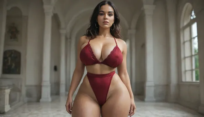 round huge massive titties, juicy thicc squishy Thighs, seductive. thin waist. latina