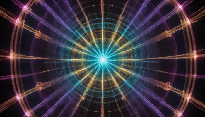 Generate a singular, hyper-detailed, and awe-inspiring image depicting a monumental, celestial loom suspended in a dark, infinite void. At the center of the loom, an ethereal, multi-armed quantum artisan, (evoking the ancient weaver archetype), manipulates glowing, UV-reactive threads that represent the probability waves of alternate timelines. The entire web is illuminated exclusively by a focused 365nm UV beam, causing the quantum silk to fluoresce into intricate mandalas of sacred geometry, galaxy clusters, and branching timelines in neon gold, quantum turquoise, and deep ultraviolet purple.Generate a singular, breathtaking image depicting an alien art gallery or ceremonial sanctuary on an extrasolar megastructure. Within this non-Euclidean space, an advanced alien artisan, (or bio-mechanical apparatus), is actively weaving a "Celestial Membrane"—a living, hanging tapestry composed of quantum-dot polymers and genetically modified bio-luminescent mycelium. When exposed to calibrated ultraviolet excitation, the membrane folds space-time visually, projecting hyper-dimensional fractal 1. **Light Sources, ** The scene is illuminated solely by a celestial UV-A, (365nm), radiation source beaming down like a cosmic spotlight, striking the quantum spider silk and forcing it to re-emit blindingly vibrant fluorescent spectra. Delicate neon-plasma arcs weave between the loom's pillars, providing structural rim lighting. No ordinary sunlight or ambient light is permitted.
2. **Subject Matter & Mythology Fusion, ** A colossal, cosmic loom constructed from dark, obsidian-like stellar matter. The threads being woven are native spider silk engineered with quantum-dot polymers, acting as optical fiber waveguides. As the weaver's hands pass over them, the threads burst into luminous probability maps—sacred geometry intersecting with quantum wavefunctions, mapping out the destiny of civilizations in glowing ultraviolet and neon hues.
3. **Camera & Optics Simulation, ** Simulate an astronomical macro lens with a narrow depth of field focused sharply on the weaver's hands and the immediate intersection of glowing quantum threads, while the sprawling cosmic web stretches into a soft, bokeh-filled stellar background.
4. **Composition & Spatial Dynamics, ** Employ a symmetrical, vertical composition that evokes a sense of sacred architecture and divine order. The vertical lines of the loom's warp threads draw the eye upward into the infinite expanse of the multiverse.
5. **Color & Spectral Harmony, ** The color palette fuses mythological gold with quantum high-tech hues, radiant neon gold, fluorescent quantum turquoise, ultraviolet indigo, and hot magenta. The contrast between the obsidian loom and the explosive UV fluorescence is breathtaking.
6. **Resolution & Micro-Detail, ** Generate at a minimum resolution of 8K, (7680x4320 pixels), capturing the microscopic refraction along individual silk strands, the ethereal texture of the weaver's garments, and the pristine