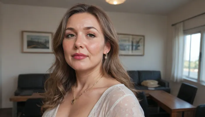 66-year-old Russian woman, small saggy breasts, (mature faces:1.8), (detailed face:2), (chubby:1.7), (small natural round breasts), (mature:1.8), white skin, big brown eyes, long straight blond hair with brightblond strains, chubby, wide hips, medium bellies, birthmarks, wrinkled face, fat arms, wrinkled face and body, ((Ultra realistic photo)), hdr, blush, pointy nose, ass visible, perfect face, perfect skin, watery brown eyes, thick eyelashes, side view, gold earrings, big lips, round buttocks, extreme bulging butt, butt sticking out, looking at viewer, boss office, big waist belt, tight waist belt, tight clothing, skin tight, deep buttcrack, gluteal cleft, deep butt crack, deep ass crack, bubble butt, focus on butt, bulging ass, eyeshadow, long hair, (long flowing hair), thick lips, dynamic pose, extremely beautiful face, black bra, tight shirt, diamond necklace, diamond bracelet, heavy eye shadow, perfect fingernails, perfect white fingernail paint