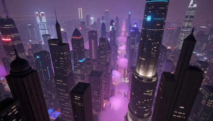 masterpiece, top quality, (raw photo:1.2), breathtaking cyberpunk epic wide-angle establishing shot, an immense hyper-detailed dystopian metropolis at midnight. Towering vertical city canyon with infinite depth and scale. Colossal megastructures pierce dense glowing neon smog, endless layers of stacked