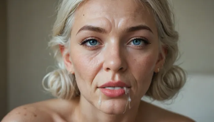 UHD 8K, stunning gorgeous 80 years old granny, white long curled hair, (extremely beautiful pretty wrinkled face:1.5), no makeup, deep blue eyes, (perfect beauty:1.6), perfect lips, view from upfront, (big heavy breasts:1.3), naked, perfect pussy, shaved pussy, bend over kitchentable, (lot of cum in face and mouth:1.6)