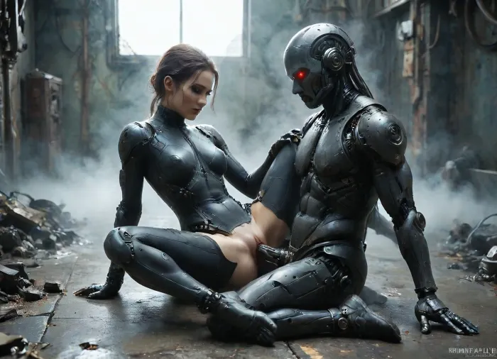 Futuristic steampunk Style, full body view, (40 years old Milf:1.3), fucked rough by, (her dominant personal steampunk humanoid male sex robot:1.4), (various sex positions:1.2), (specialized steampunk sex robot is designed for perfect mechanical penetration:1.7), (perfect mechanical penis:1.3), shipyard, various perspectives, various futuristic steampunk Background details, intricate detail, highly detailed steampunk, breathtaking, panoramic, cinematic, (3D, Framed, Woman), Macabre, FRESHIDEAS, Real, Photography, 2#, cloudy, smoke, atmospheric, clouds, fog, anchespaceroom, Commando, Droid, 1girl, 1boy, android, cyborg, vaginal, augmentations, bodysuit, torn_clothes, small breasts, large_insertion, cum, machine_oil, metal_table, hideout, neon, cyberpunk, style, Black, and, white, art, black, shading, charcoal, toned, brutal, dark, b/w, color, scheme, <lora:compb0t:1.9>, <lora:CyborgMechExosuit_v1.5:1.9>, <lora:DonMSt34mPXL-000006:.8>, <lora:Gearbound_Mechanical_Arm_SDXL:.7>, <lora:Black and white art.V1:.8>