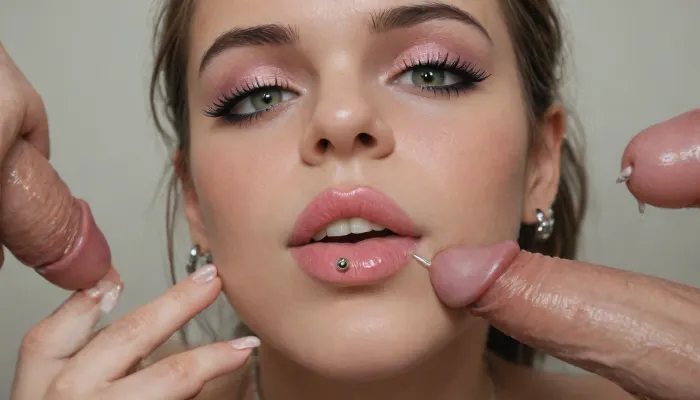 Photorealistic, high resolution, professional photography, Miranda squats, surrounded by lipsticks and sex toys, (I'm 19 years old and I exposed my favorite pussy with a clitoris by applying lipstick to my clitoris), licks off the dripping translucent white liquid, My big pink areolas and puffy nipples are divine, bunny-shaped earrings
long blue eyelashes, hairstyle straight bangs ponytail, olive eye shadow
my labia are purple and my clitoris is pink with piercings, artoflips, uoclips, lips, lipstick, art, of, (clitoral piercing:1.7), (makeup:1.5), <lora:Art_Of_Lips_PONY_XL_By_UOC:.8>