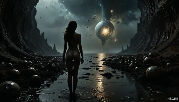 photorealistic, (masterpiece, ultra-detailed:1.4), cinematic, (Erotic photography by Hegre in the style of Met-art:1.5), detailed lips, fine details, skin pores, symmetrical face, healthy hair, very long hair, beautiful lively eyes, clear eyes, penetrating gaze, Panoramic shot, everything is visible, alien architecture with crystal spires, mazing waterways, a beautiful and creepy world in which you want to stay, calling to yourself every night, An ancient alien world, scattered stars, nebulae and galaxies are visible in the sky, the sea next to the alien city, full-length photography, the whole body is visible, (towers of crystal and light:1.1), an eerie and otherworldly mood, with a sense of mystery and danger, a photograph of a dark and disturbing scenario influenced by the works of H.R. Giger and H.P. Lovecraft is a disturbing work of art, the landscape is dotted with mushrooms, grotesque fantasies by H.R. Giger.

Cyborg woman, fully naked astronaut, looks into the depths of space, Boundless ocean, space, stars, milky way, giant planets, Jupiter, moon, storm, hurricane, sea foam, night, darkness, infinity of space, meteor shower, distant stars, red dwarfs, Powerful lightning strikes, Andromeda nebula, Alpha Centauri, supernova explosion, Mercury craters, Io volcanoes, ice on Jupiter's moon Europa, radiation, green and blue light, rapidly growing neutron star, spaceship shipwreck, Solid darkness, impenetrable night, the sun in black space at a great distance, the afterlife of Pluto, the Ort cloud, Thunderstorms, gas clusters, neutron star, electromagnetic field, Earth's Arora Borealis, pervasive radiation, radio waves, extremely intense cosmic radiation, nuclear fusion, spacecraft of unknown origin, alien ship, female predator, Solar wind blows away Saturn's rings, cosmic radiation, space mission, odyssey, colonization of planets, space tourism, black hole, neutron collider, Space station, female astronaut, film, Flight at the speed of light, superluminal thrust, nuclear thrust, space ark, spaceship for interstellar flights, Space dust, space storm, a spaceship at a great distance, a space station orbiting a planet, Boundless, endless, frightening, cruel, cold, empty space, (perfect fingers:1.2), piercing, ultra details, grim, highly detailed, drkms, <lora:cfg_scale_boost:.6>, <lora:MJ52:.6>, <lora:LCMTurboMix_Euler_A_fix:1>, <lora:DarkGrimFantasyXL-000004:.7>, <lora:HandFineTuning_XL:1>