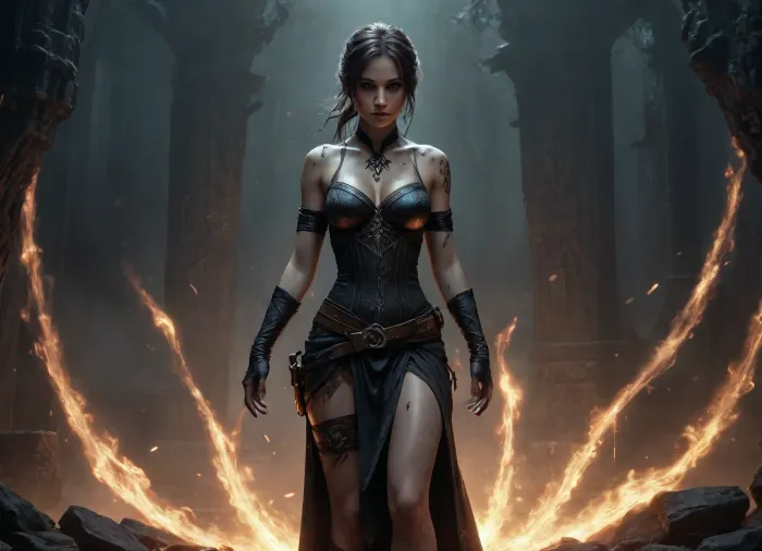 inkwork, dark fantasy, illustration, summon, Lara. /©KlTTY-ART/