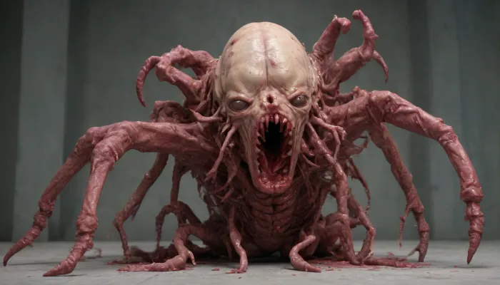 (((AI))), (((putrid demon))), (((defecating))), (((head bowed))), (((without eyes:1.5))), (((without eyeballs:2))), (((Deformity:2))), (((ab0m))), ab0m, masterpiece, absurdres, high quality, highly detailed, high resolution, 8k, ultra realistic, highly illuminated, intricate details, photo realistic, realistic photo of a huge abomination monster centipede, ((front view in the closet)), ((bloody, gore)), ((terrifying, horrible, inhuman)), <lora:ab0m:2>