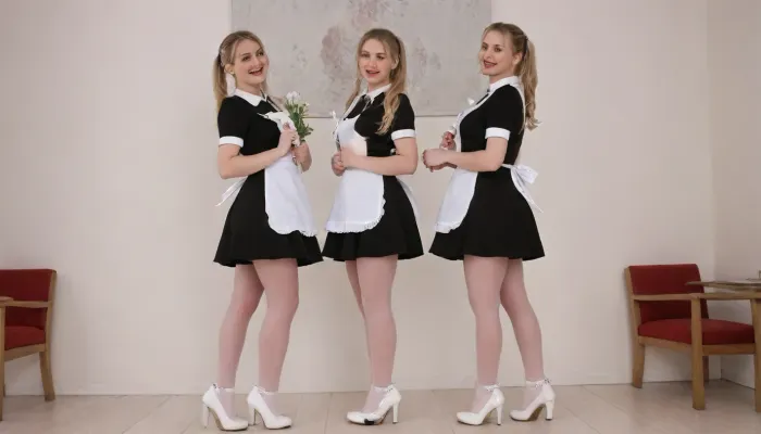 5 beautiful blondes 18 years old with ponytails, white bows, they are thin and tiny, black dress, white apron, soviet school uniform, white high boots, high heels, three blondies, small breasts, laughing, suxl, M3L0DYM4RK5, MELODY-MARKS, Sch0llg1rl, American, European, Scandic, Canadian, uniform, one black man with giant penis, he gonna fuck the girls, <lora:suxl:.8>, <lora:M3L0DYM4RK5 [vvugot1905cc735fbp19f1]:1.8>, <lora:melody-marks-xl:2>, <lora:Schoolgirl:.8>, style, of, ivanov, vano, soviet, cartoon, <lora:ivanov_vano_style_sdxl:.8>