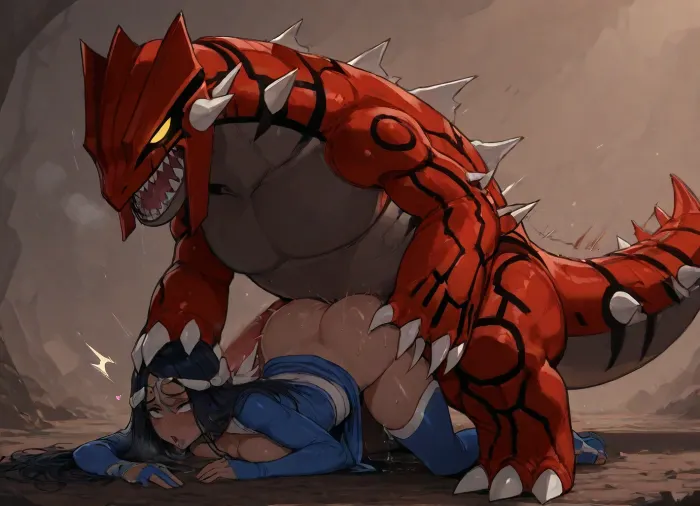 (Ratatatat74), (shelly from Pokemon), dressed, fucked by groudon, size difference, <lora:ratatatat74-000050:.8>