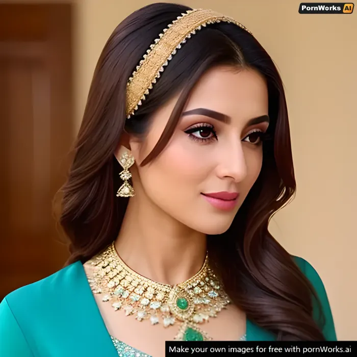a very beautiful فیصل آباد woman, background فیصل آباد, green, white, brown, blue, light brown