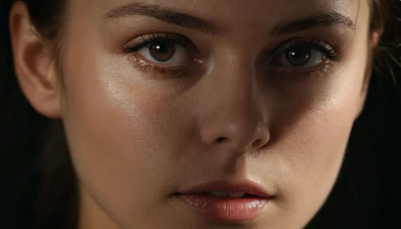 Darkness, shadows, portrait close up