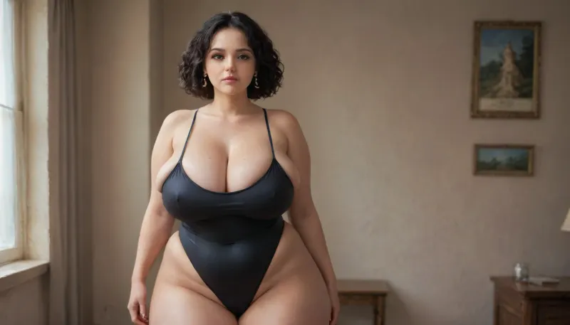 Highly detailed, perfect image, detailed face, old irish woman, with a chubby plump voluptuous figure, huge oversized saggy breasts, slim waist, wide oversized hips with hip dips, wearing a black one piece swimsuit, skindentation, <lora:milkers_v2:.8>, <lora:princess_xl_v2:.8>