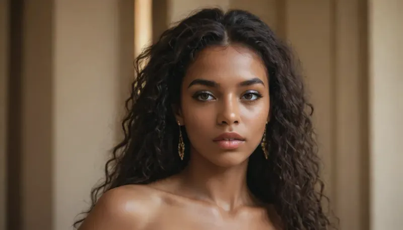 1girl, (perfect gorgeous feminine African beauty:1), straight long hair, very very dark skin, nubian princess