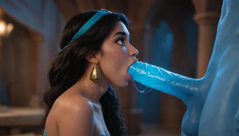 Au-delà des souhaits : un conte de jasmin et la révélation enchanteresse du génie

- Oui.

Jasmine s'est retrouvée dans un royaume étrange et enchanté. Là, la créature géniale et brillante de ses rêves apparut, non pas comme un simple être de lumière, mais avec un corps qui brillait comme le ciel nocturne. Comme la créature a révélé sa particularité inhabituelle – un grand phallus lumineux – Jasmine a été surpris mais intrigué. Surmontant son choc initial, elle s'approche du Génie avec courage, impatiente d'explorer cette nouvelle facette de sa puissance. Dans un moment qui ne pouvait être décrit que comme magique, ils ont partagé une rencontre intime, celle que les mystères de gorge profonde caché dans le cœur du Génie lui-même.