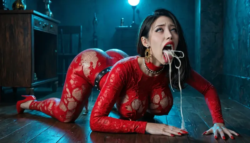 (Inga Horror Possession, A horror emerges through the an Inga gates and sexually possesses the physical bodies of the most beautiful Indonesian asian female mistress escorts, In a neon lit VIP room within luxurious private hostess stripclub in Pattaya at night, inga horror tentacle monster consuming the insides of the orifices and pussies of the perfect possessed hosting bodies and wearing the skins of most beautiful sexy exotic elegant classy indonesian taiwanese thai milf mistress beauty queens, big perfect asian ahegao eyes, massive XXL boobs, voluptous tits, deep cleavages, long legs, wearing red laced top and tight sexy miniskirt, jewelleries, waist chainbelt, high heels, best hardcore deepthroat position, extremely hardcore sex on the floor:1.4), . Fusing the Horror's Inga essence with its victim's Inga corrupting its flesh and absorbing the host's soul, experiences and ultimately its mortal flesh. The horror then clothes itself with it's victim's flesh assuming its physical form., The Inga horror is able to morph itself according to its host's essence. Enabling the horror to feast on the flesh of its mortal victims., All Inga Horrors seek to increase the sensual pleasures by rites of receiving the blessing of Erith, the goddess of lust and erotic, by offering its physical bodies to be absorbed into the womb of Erith and to return reborn into the physical realm as Inga Asian Indonesian Milf Breeders whose sole purpose is to feed on the geneseed of men., horror possess female, Female Possesion, ahegao face, ng_deepnegative_v1_75t, CyberRealistic_Negative, ahegao, rolling_eyes, rolling_eyes-000014, .5>, vomcum, excessive cum, 3milf, 1tentacle horror monster, protruding tentacle from pussy, tentacle lesbian sexual, well balanced dramatic lighting with UnrealEngine VFX, award winning 21st century modern Hong Kong milf scifi horror possession action x-rated montage, best high quality HD photo, detailxl