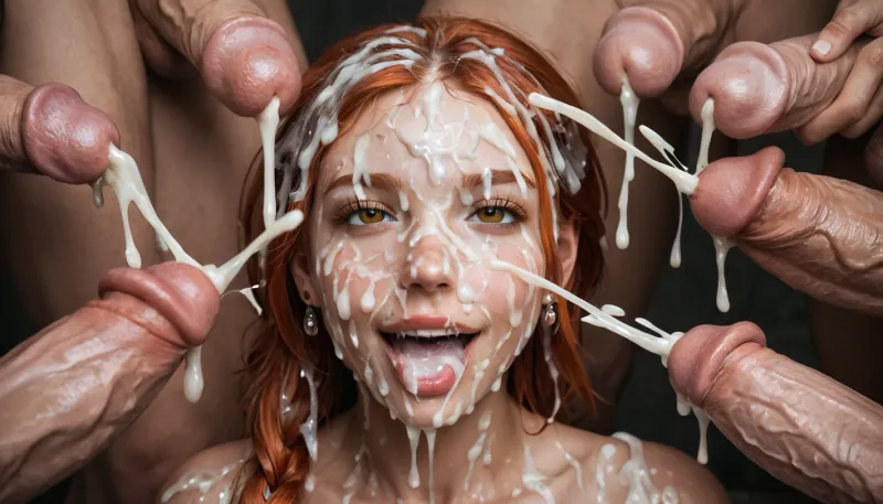 cute redhead girl, ginger, young face, petite, little, young, happy, open mouth, small, bukkake, hyper gigantic cock, excessive cum on face, excessive cum on hair, all face and hair covered on cum, cum, on, man’s ejaculation on her face, 5+ man’s, cum dripping from penises, huge cum flows, prominent cum, (bukkake:1.5), detailed cum, (a lot of cum:1.5), all face covered in cum, huge cum, (white cum:1.5), (cum on hair:1.5), massive facial, (ejaculation:1.5)