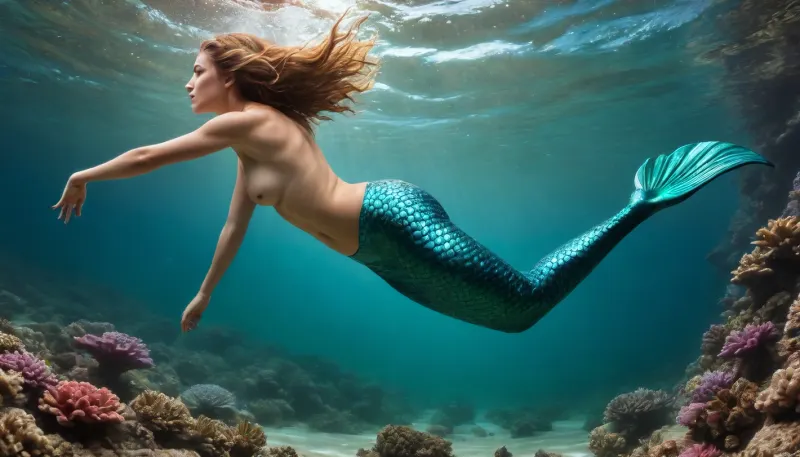 masterpiece, award winning photo, (intricate detail:1.4), ultra realistic, underwater mermaid civilization, (deep ocean with many colors of fish and coral in the background:1.3), (25_year_old), (mermaid_swimming_towards_viewer:1.9), (full body view:1.6), purple mermaid tail, beautiful face, gorgeous green eyes, sexy lips, shoulder length blonde hair, ponytail, (topless:1.7), (small natural perky tits:1.6), erect nipples, mermaid, underwater, grotto, cave, sandy, sea, floor, reef, <lora:78046e3c-2820-4935-8cdb-2fb69110ac02.TA_trained:2>, <lora:Underwater_Environment_v01-000002:1.9>