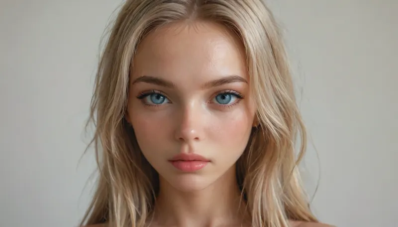 ((((full body view)))), (stand), (((Close-up of girl))), (((very petite girl))), (((turns to viewer))), (((oiled skin))), ((light blue eyes)), (((skinny))), (((18 years old))), (very girl:1), (makeup:1.3), beautiful, gorgeous, stunning, (blonde long hair:1.6), white background, <lora:add-detail-xl:.8>, <lora:Midjourney Image Enhancer XL v1:.8>, dick, VCuteStyle, <lora:CuteCombine1:.8>, insert, 4ng3l, face, <lora:SDXL_BetterFaces-LoRA_v1:.8>