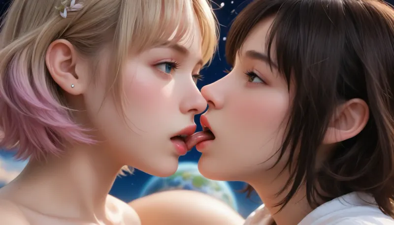 https, //pornworks.com/gallery/2853265, G1rl, portrait, woman, colorful, cosmic, colors, multicolored, hair, jpn-girl, cunnilingus, 2girls, girl, licking, pussy, Sp4c3, Sc3n3, planet, stars, nebulae, sky