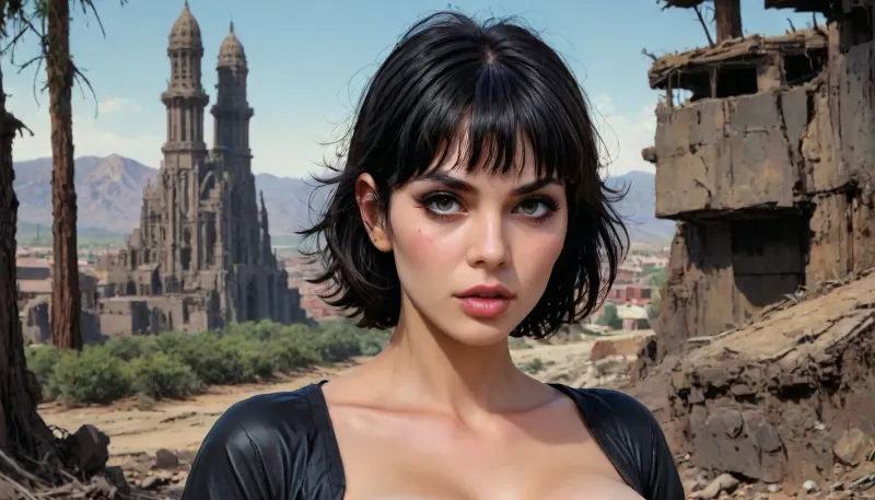 young woman with enormous breasts, curvy, thin waist, big ass, (beautiful face:1.55), highly detailed face, full lips, short black tousled hair, (bang:1.5), nun, with planet Earth in the background, extremely sharp image, CCDWR, Comic, NEGATIVE_HANDS, perfecteyes, <lora:CoMIX:1.7>, <lora:LORA_CCDWR:1.1>, <lora:lora-sdxl-perfect-eyes:1.9>