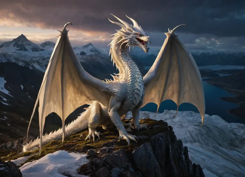 The frostbound sovereign: a dragon’s silent ultimatum under moonlit peaks