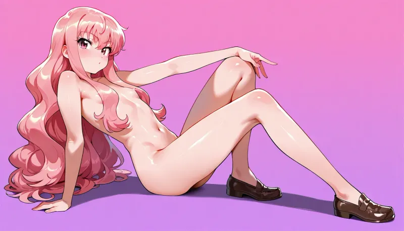 cute, louise francoise le blanc de la valliere, nude, posing, school shoes, colour background, shadow