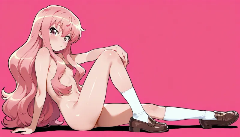cute, louise francoise le blanc de la valliere, nude, posing, school shoes, colour background, shadow
