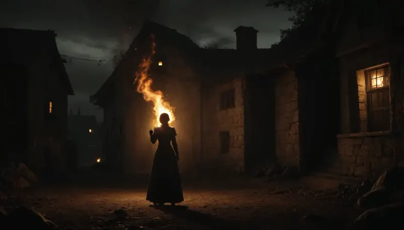 An mediveal landscape, burning houses, hironymus bosch style, in front a half naked woman wearing a steel gasmask., bosch, grbtw, artstyle, <lora:SDXL Grab-Bag-2 - Gasmask Guys - Trigger is grbtw artstyle:1.4>, <lora:dark:.8>, 4rt_0f_w4r, <lora:ArtOfWar-xl1024-v1a-0__4rt_0f_w4r:.8>