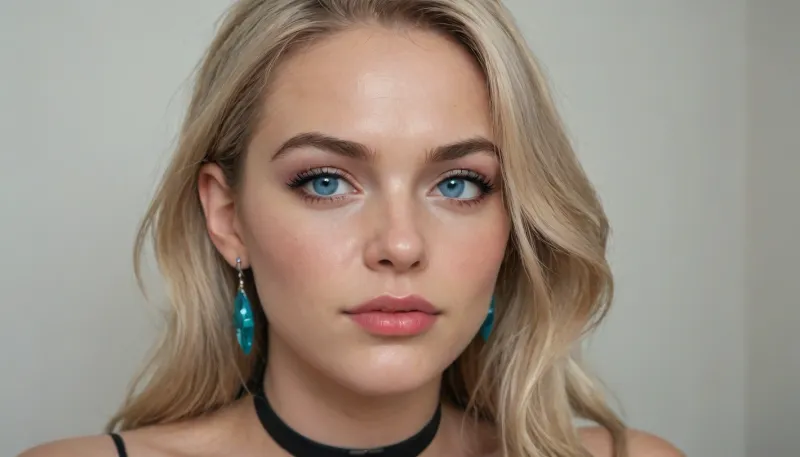 android sexbot
beautiful face, (sharp high cheekbones, sharp wide jawline, pointed chin:1.3), deep-blue eyes, subtle charcoal-gray eyeshadow, sharp thin black tightlining, long black eyelashes, soft medium-thin deep-brown eyebrows
full plump lips, glossy nude-pink lipstick
long straight blonde hair
long triangular crystal earrings, choker