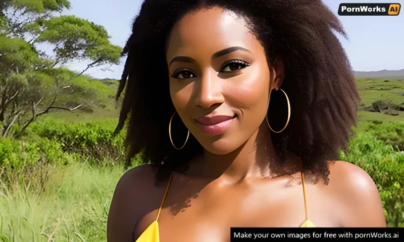 The woman sat in front of her computer, her fingers flying across the keyboard as she generated a new porn picture. Her African features were on full display, and she was wearing nothing but a pair of Uge panties. She had a confident air