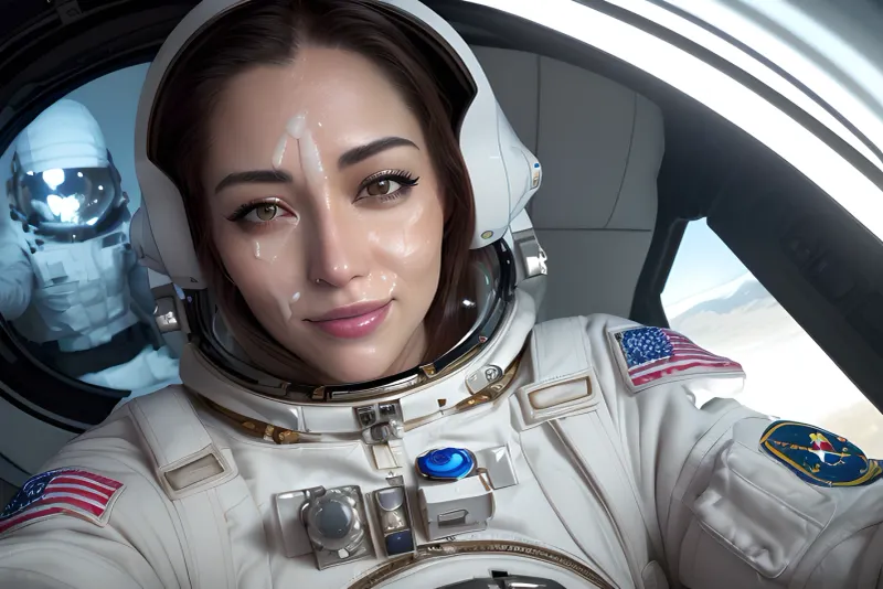 高精細AIと8k UHD解像度の宇宙船で2人の若き大人の女性が撮影されています。 彼らは非常に詳細な皮膚の質感と最高の照明、完璧な照明、細かく詳細、高精細、および8k超を持っています -