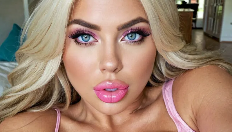 A woman with flawless skin and symmetrical features, captured in a photorealistic AI-generated image