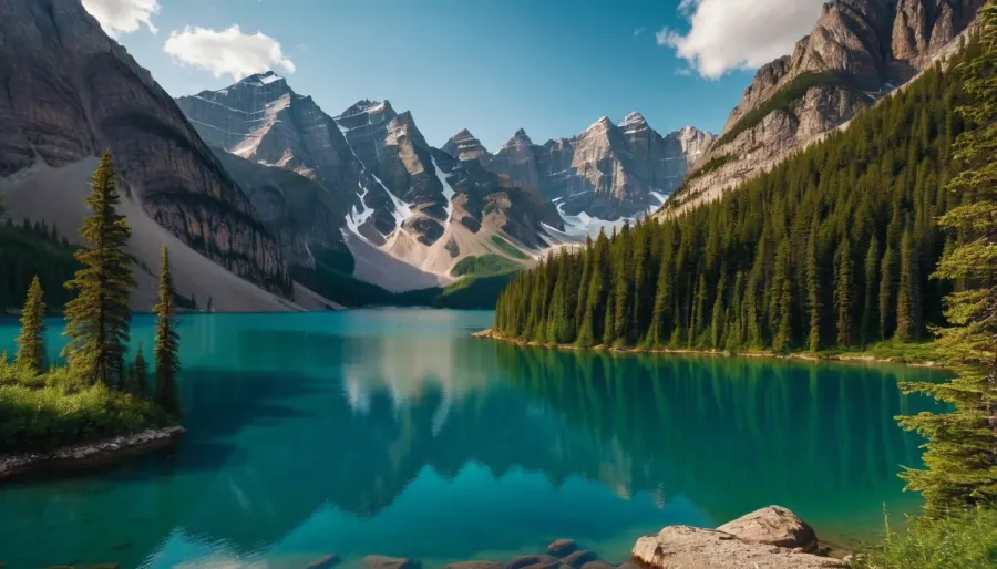 mountains, lake, forest