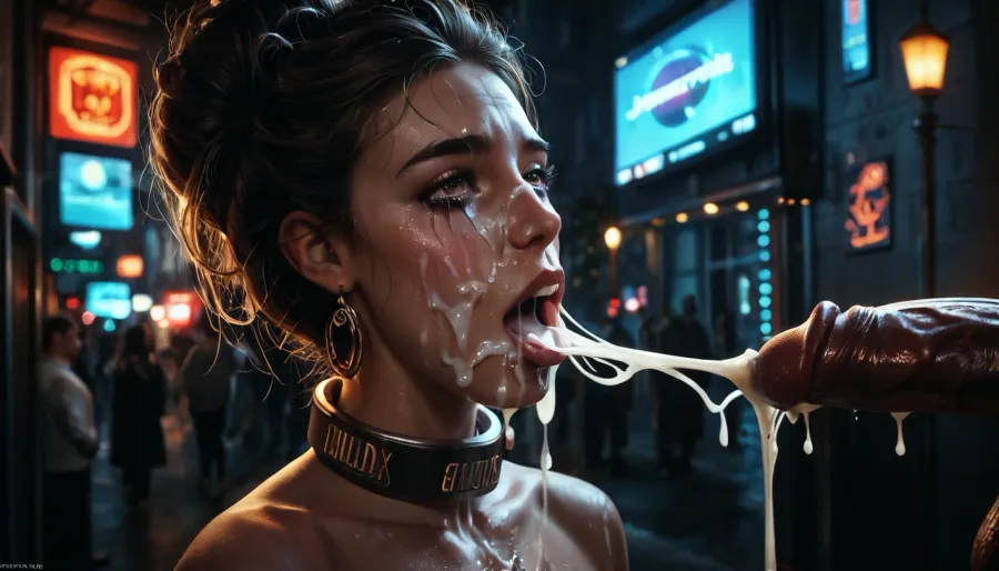 rich color palette, masterpiece, score_9, score_8_up, score_7_up, score_6_up, many guys, night, girl, gorgeous, extremely beautiful face, professional studio, female blushing, extra detailed, high definition, slave collar, huge cum loads, ruined makeup, very small, petite, very small body, (skinny:1.6), messy hair, (crying:1.4), screaming, agony, red ass from spanking, red cheeks from slaps, a young guy with a, (huge dick:1.4), fucks her, anal sex, deep anal sex, ((huge cum load on face:1.8)), shitting, shit on dick, reij-mg, neon, lights, dark, ambient, light, ohwx, woman, <lora:dark:.8>, <lora:reij-moderngothic-000006:.8>, <lora:PetiteNymphet_SDXL_v1.0:.8>