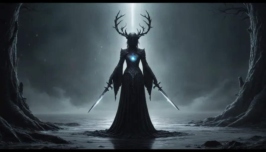 inkwork, dark fantasy, illustration, summon, epic, dark and cold, Svantje. /©KlTTY-ART/