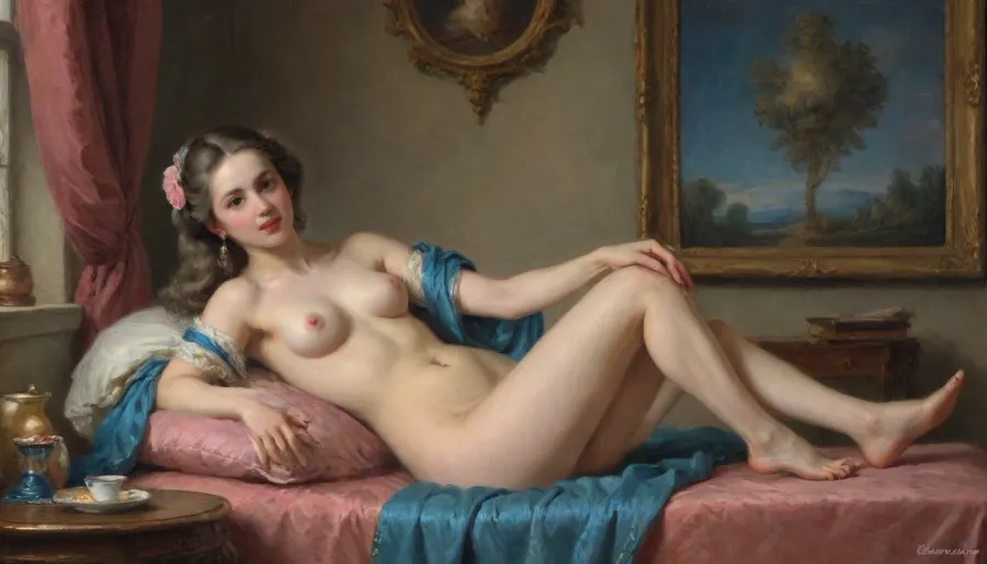 woman, a painting of a women, inspired by Jean-Baptiste van Loo, trending on cg society, rococo, medieval high fashion, sakimichan frank franzzeta, imperial royal elegant clothing, pink and blue, cg society, rendering, Lori Earley, profile picture, 1800s painting, elegant glamorous cosplay, rococo color palette, by Magali Villeneuve, fully clothed. painting of sexy, aesthetic, trending on pintrest, powdered wig, the empress tarot card, historical reenactment, perfect hands, five fingers, perfect fingers, correct arms, correct hands, perfect legs, perfect body, correct clothes, sucking cock, sex from behind, correct anatomic body, correct anatomic legs, correct anatomic hands, correct fingers, only five fingers, correct anatomy, correct body, correct legs, impressionist, painting, <lora:EldritchImpressionismXL1.5:.8>, r3mbr4ndt, <lora:r3mbr4ndt_SDXL-step00020000:.8>