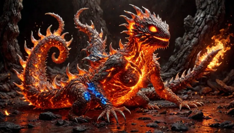 Fire Naked woman with a lizard tail standing, completely covered in silvery scales, large breasts, her breasts are tight and hanging to the floor, the woman is naked. She has a lizard tail, the tail is as long as her body. The tail is raised up. It is covered with scales, the skin is covered with scales, the woman fire has scaly skin the scales are ashy silver, (correct tail positioning), (no missing limbs), (han, yu, long, huang\), ral-embrglt, DonMF1r3y4by55XL, monster, made, of, r3psp1k3s, reptile, skin, spines, <lora:ral-embrglt-sdxl:2>, <lora:DonMF1r3y4by55XL:2>, <lora:SG2:2>, <lora:deepbeastxl-000004:2>, <lora:r3psp1k3s:2>