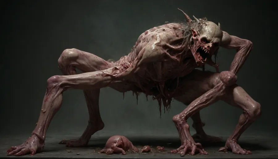 {, (((putrid demon:1.9))), (((defecating:1.89))), true}, mutilated arms concept, art, realistic, dark, theme, low, light, ab0m, <lora:Concept Art DarkSide Style LoRA_SeaArt Furry XL 1.0:2>, <lora:ab0m:2>